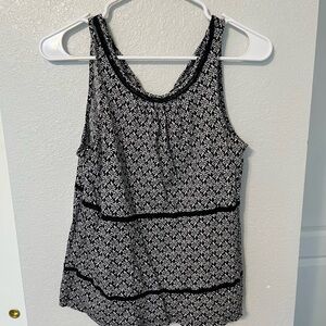 Old Navy Black and White Floral Tank Top